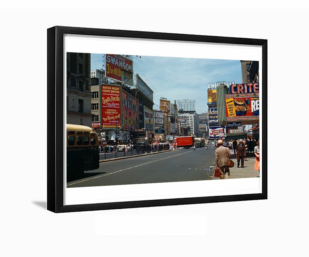 Times Square 1950s Bus NYC Manhattan Framed Photo