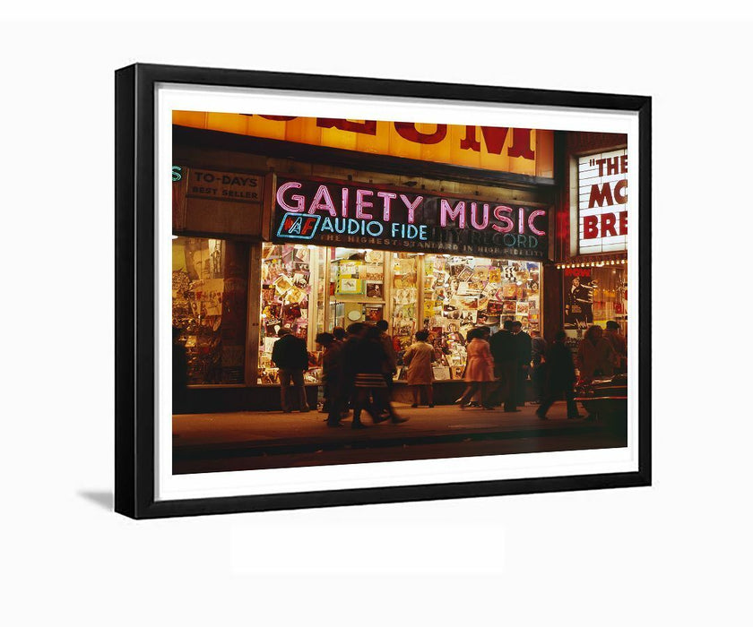 Times Square night Gaiety Music New York City Manhattan Framed Photo