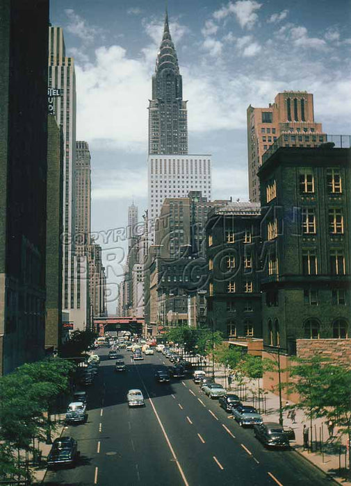 42nd Street, looking west, to Chrysler Building, 1955 Midtown Manhattan Old Vintage Photos and Images