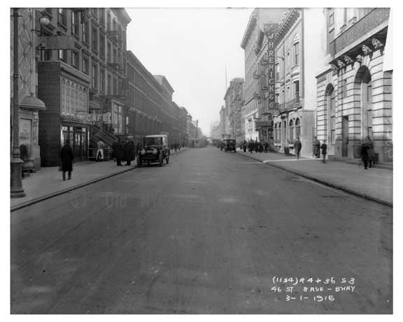 46th Street between 8th Ave & Broadway - Midtown Manhattan - 1915 E Old Vintage Photos and Images