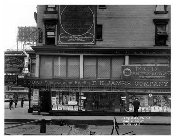 46th Street & Broadway  - Midtown Manhattan 1915 C Old Vintage Photos and Images