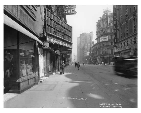 52nd Street & Broadway -  Midtown Manhattan  NY 1914 Old Vintage Photos and Images