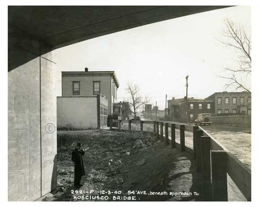 54th Avenue beneath the approach to Kosciusco Bridge - Maspeth Queens NYC Old Vintage Photos and Images