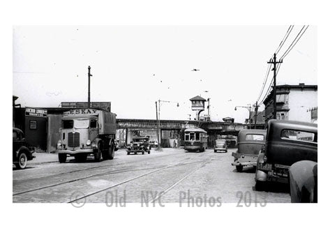 Trucks, Cars & Trolleys 5th Ave & 39 St. - 5th Ave trolley line Old Vintage Photos and Images