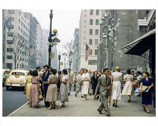 Old Vintage Photos of Manhattan 5th Avenue & 50th Street 1950s