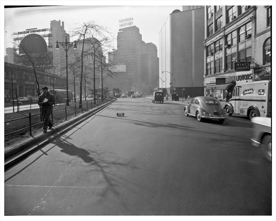 60th Street & Broadway looking at General Motors 1957 - Upper West Side - Manhattan - New York, NY Old Vintage Photos and Images