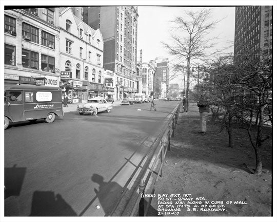 60th Street & Broadway looking at Martin's Bar 1957 - Upper West Side - Manhattan - New York, NY Old Vintage Photos and Images