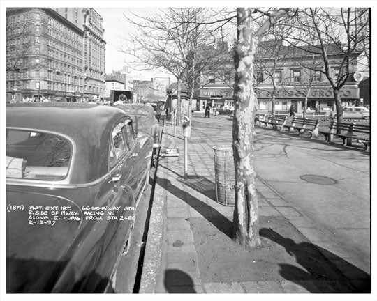 66th Street & Broadway by park 1957 - Upper West Side - Manhattan - New York, NY Old Vintage Photos and Images