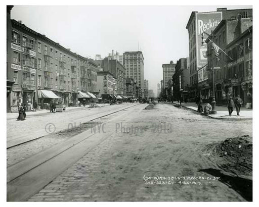 7th Avenue - between 20th & 21th Streets  1917 Chelsea NYC Old Vintage Photos and Images