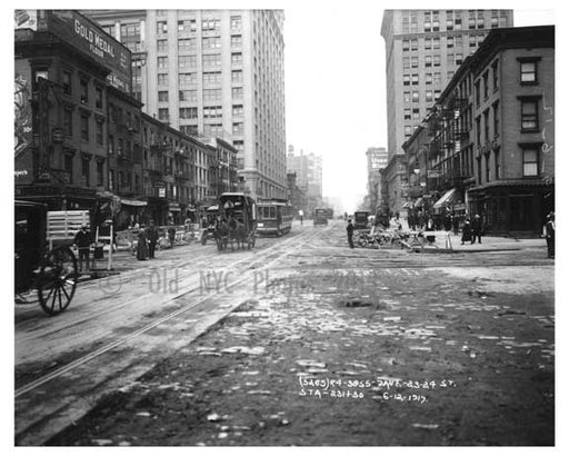 7th Avenue - between  23rd & 24th Streets  1917 Chelsea NYC Old Vintage Photos and Images