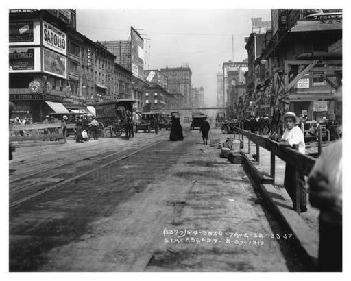 7th Avenue between 32nd & 33rd Streets - 1917 Chelsea NY, NY Old Vintage Photos and Images