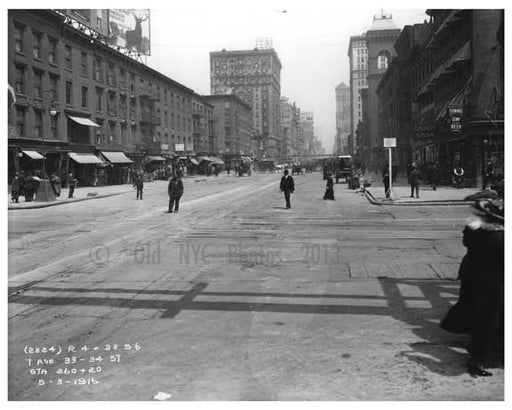 7th Avenue  between 33 - 34th Streets - March 20 1916 Chelsea, Manhattan Old Vintage Photos and Images