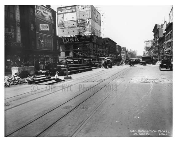 7th Avenue between 33rd & 34th Street  - Chelsea Manhattan - 1915 Old Vintage Photos and Images