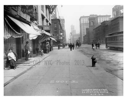 7th Avenue between 33rd & 34th  Streets  - Chelsea - Manhattan 1914 L Old Vintage Photos and Images