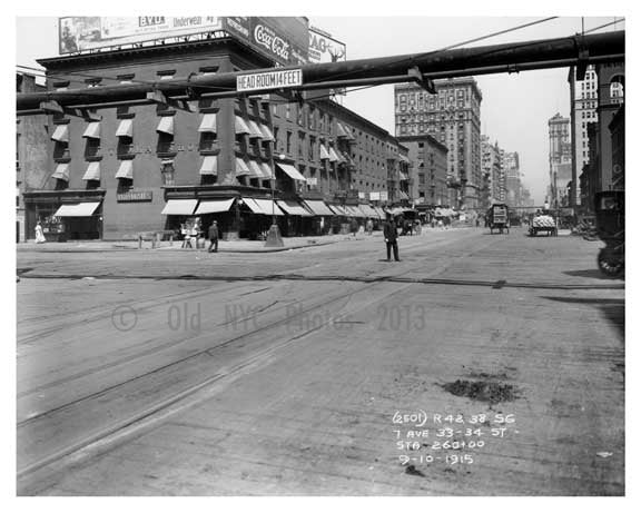7th Avenue between 33rd & 34th Streets - Chelsea NY 1915 Old Vintage Photos and Images