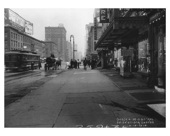7th Avenue between 33rd& 34th Streets -  Midtown Manhattan 1914 B Old Vintage Photos and Images