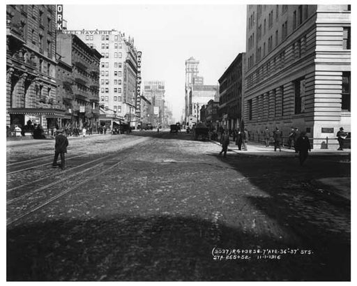 7th Avenue between 36th & 37th Streets 1916 August 1916 Chelsea NYC Old Vintage Photos and Images