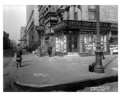 7th Avenue between 38th & 39th Streets Midtown Manhattan 1914 Old Vintage Photos and Images