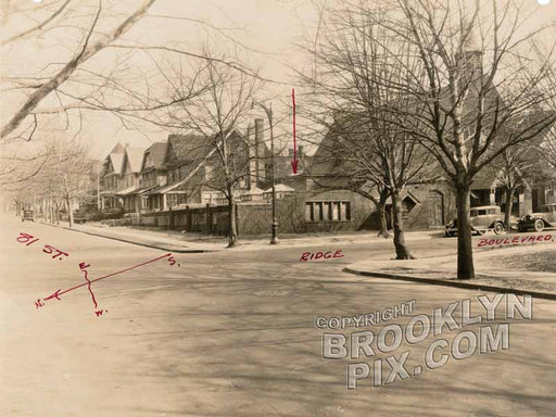 81st Street and Ridge Boulevard, showing church, 1929