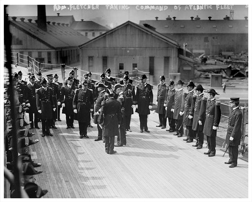 Adm. Fletcher taking command of the Atlantic Fleet aboard the USS Wyoming, Brooklyn Navy Yard - 1914