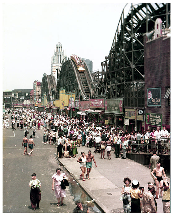Coney Island Brooklyn Boardwalk & Roller Coaster - 1951