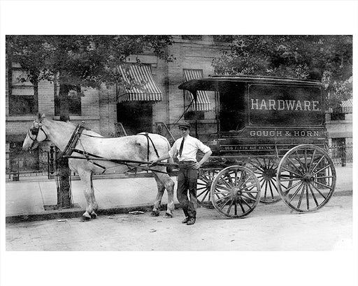 Horse Drawn Wagon Gough & Horn 5519 5th Ave Sunset Park Brooklyn 1910