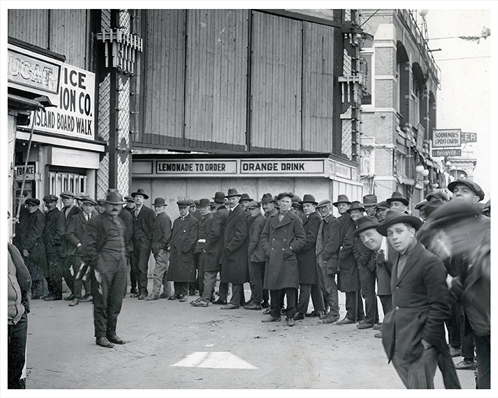 Men Waiting In Line For Job Openings At Coney Island, West 8th Street - 1921