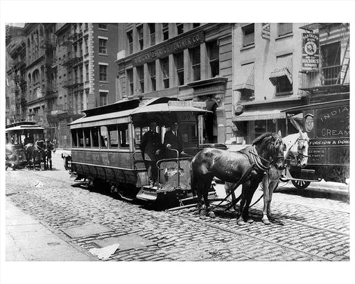 Metropolitan Railway, Bleecker & Broadway Last Horse Car, NYC - 1917