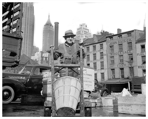 New York City Stevedore Crates Fish, Lower East Side NYC - 1943