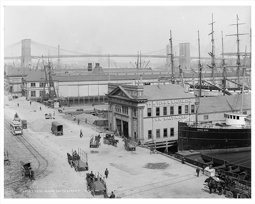 Piers along South Street, New York City - 1900s