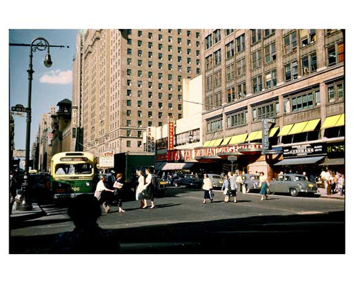 A busy street scene on West 49th Street 1950s Midtown Manhattan Old Vintage Photos and Images