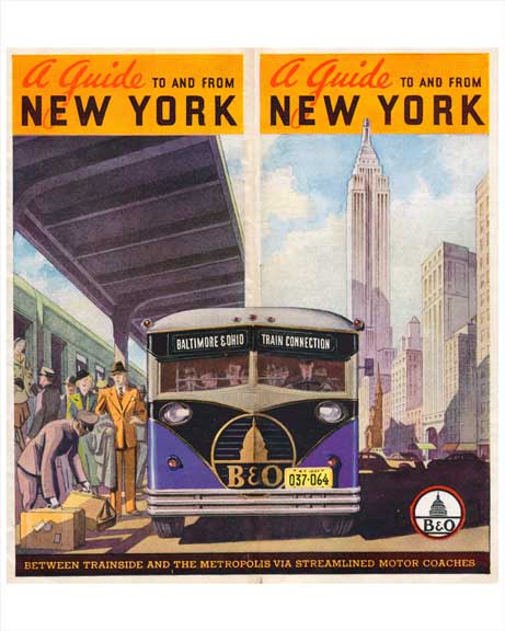 A Guide to and From New York - between trainside and the metropolis via streamlined motorcoaches Old Vintage Photos and Images