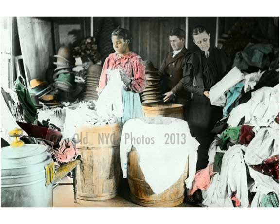 Sorting Rags A worker sorting rags 1910 — Old NYC Photos