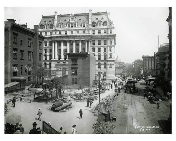 Aerial shot of City Hall Park - Centre Street & Chambers 1904 Old Vintage Photos and Images