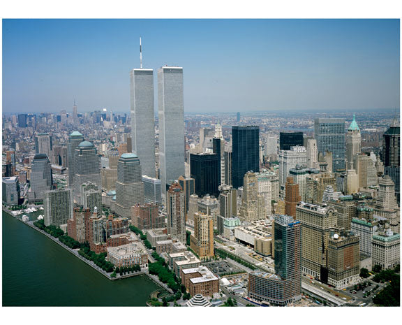 Aerial view of Lower Manhattan with the Twin Towers B Old Vintage Photos and Images