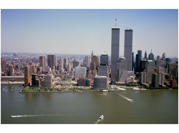 Aerial view of Manhattan, with the World Trade Center in sight Old Vintage Photos and Images