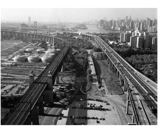 Aerial view of roadway toward Throgs Neck Bridge Old Vintage Photos and Images