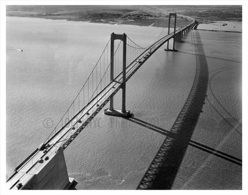 Aerial View of  the Delaware Memorial  Bridge - designed by Othmar Ammann, the same designer as the Verrazano Bridge Old Vintage Photos and Images