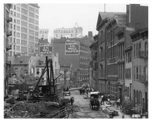 Alternate view of Prince Street construction with S.A. Maxwell & Co. Wallpaper  - Soho - New York, NY 1901 Old Vintage Photos and Images