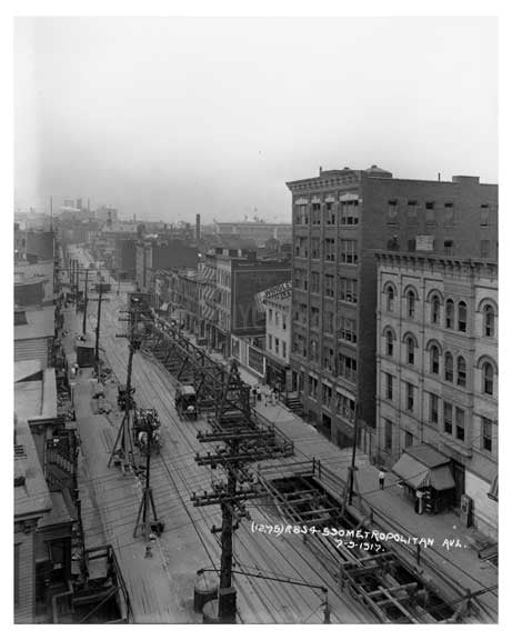 An Aerial View Metropolitan Ave  - Williamsburg - Brooklyn, NY 1917 Q3 Old Vintage Photos and Images