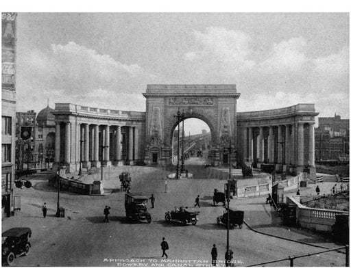 Approach to Manhattan Bridge - Bowery & Canal Street - Chinatown Old Vintage Photos and Images