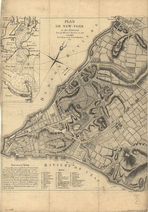 Historic Map of New York City, 1770's