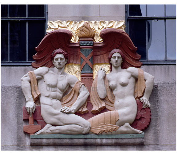 Architectural detail, exterior of Rockerfeller Plaza Old Vintage Photos and Images