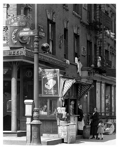 Avenue B & East 14th Street - Alphabet City - Manhattan - New York, NY 1918 D Old Vintage Photos and Images