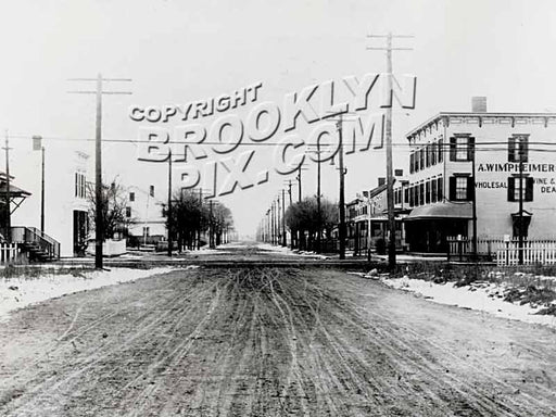 Avenue L, looking west toward East 94th Street, Canarsie shuttle trolley line crossing Old Vintage Photos and Images