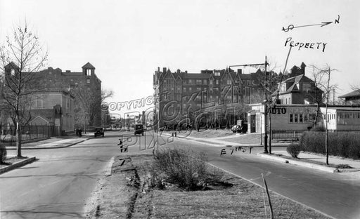 Avenue R looking west to East 7th Street and Ocean Parkway in the distance, 1935 Old Vintage Photos and Images