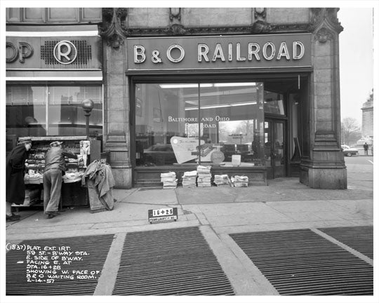 Baltimore & Ohio Railroad Building at Columbus Circle 1957 - Upper West Side - Manhattan - New York, NY Old Vintage Photos and Images