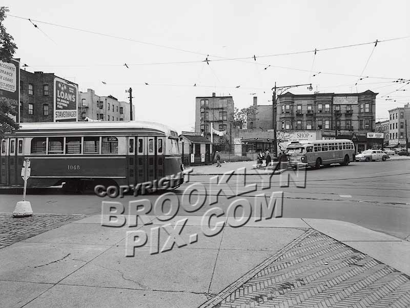 Bartel-Pritchard Square, where Coney Island Avenue trolleys looped to return to Coney Island, c.1950 Old Vintage Photos and Images