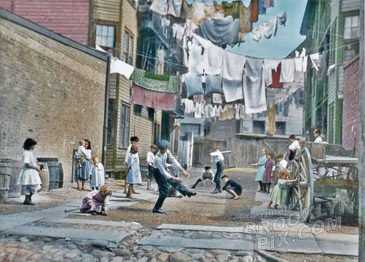 Baseball in a tenement alley, 1890s Old Vintage Photos and Images