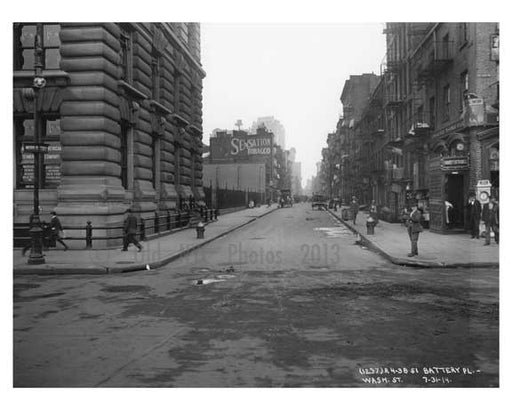 Battery Place & Washington Street - Financial District - Manhattan  1914 Old Vintage Photos and Images